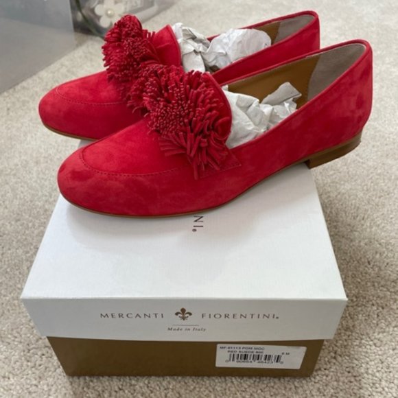 Red suede pom loafers - Picture 2 of 6